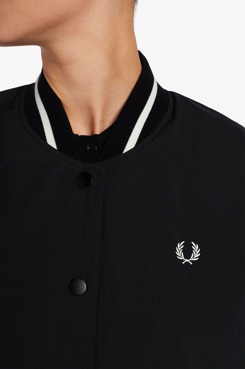 Black Fred Perry Padded Longline Bomber Women's Jackets | PH 1909ILHS